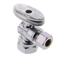 Product Image of 1/2" FIP x 3/8" OD Comp 1/4 Turn Angle Stop Oval Handle Supply Stop, Lead Free (Chrome)