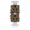 Product Image of Duplex Receptacle, Heavy-Duty Industrial, Split-Circuit, 15A 125V 2P 3W (Brown)