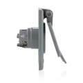 Product Image of 20A, 125V NEMA 5-20P, 2P, 3W, Power Inlet Receptacle, Straight Blade, Grounding, Standard Wire Wells Wired, Nylon Strap (Gray)