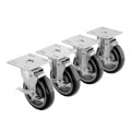 Product Image of 6" Overall Universal 4" x 4" Plate Caster w/ Side Brake, 5" Wheel (4 Wheels)