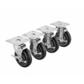Product Image of 6" Overall Universal 3-1/2" x 3-1/2" Plate Caster w/ Side Brake, 5" Wheel (4 Wheels)