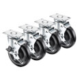 Product Image of 6" Overall 2-3/8" x 3-5/8" Plate Caster w/ Side Brake, 5" Wheel (4 Wheels)