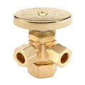 Product Image of 5/8" OD Compression x 3/8" OD Compression x 3/8" OD Compression Dual Angle Stop Valve, Lead Free (Rough Brass)