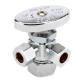Product Image of 1/2" Nom Compression (5/8" OD) x 3/8" OD Compression x 3/8" OD Compression Dual Angle Stop Valve, Lead Free (Chrome)