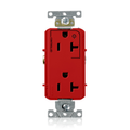 Product Image of Decora Plus Duplex Receptacle, Heavy-Duty Industrial, Split-Circuit, 20A 125V NEMA 5-20R (Red)