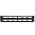 Product Image of Flat Quickport, Patch Panel w/ Magnifying Lens Label Holder, 48"port, 2RU (Black) Cable Management Bar Included.