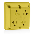 Product Image of 4-in-1 Quadruplex Receptacle Outlet,  20A, 125V Side Wire, NEMA 5-20R, 2-Pole, 3-Wire (Yellow)