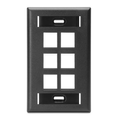 Product Image of Single-Gang Quickport, Wallplate w/ ID Windows, 6-port (Black)