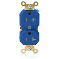 Product Image of Duplex Receptacle Outlet, Extra  Tamper-Resistant, Smooth Face, 20A, 125V Back or Side Wire, NEMA 5-20R, 2-Pole, 3-Wire, Self-Grounding (Blue)