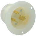 Product Image of 20A, 480V NEMA L8-20P, 2P, 3W, Flanged Inlet Locking Receptacle, Grounding (White)