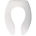 Product Image of Elongated Open Front Commercial Plastic Toilet Seat, No Cover, STA-TITE, Self-Sustaining Check Hinge, DuraGuard (White)