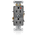 Product Image of Isolated Ground Duplex Receptacle Outlet,  Smooth Face,15A, 125V Back or Side Wire, NEMA 5-15R, 2-Pole, 3-Wire, Self-Grounding, Gray