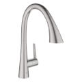 Product Image of Zedra Single-Handle Pull-Down Kitchen Faucet Triple Spray 1.75 GPM (SuperSteel Infinity Finish)