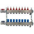 Product Image of 8 Loop 1-1/2" High Flow Stainless Steel Manifold w/ Flowmeter & Ball Valve (Fully Assembled)