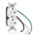 Product Image of 20A Duplex Receptacle/outlet, Commercial Grade, Self-grounding, Pre-Wired Leads (White)