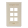 Product Image of Single-Gang Quickport, Wallplate w/ ID Windows, 6-port (Ivory)