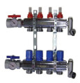Product Image of 9 Loop 1-1/2" Chrome Plated Brass Manifold w/ Flowmeter & Ball Valve (Fully Assembled)