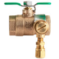 Product Image of 3/4" Sweat Full-Port Bronze Ball Valve with Integral Thermal Exp. Relief Valve and 3/8" Hose Comp. Fitting (LF)