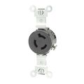 Product Image of 15A, 250V NEMA L6-15R, 2P, 3W, Single Locking Receptacle, Grounding (Black)