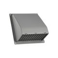 Product Image of 6" Gray Plastic Wall Exhaust Hood Vent w/ Spring Damper & 1/4" Removable Screen, 1-1/2" Collar, Flat Flange