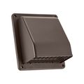 Product Image of 8" Brown Plastic Wall Exhaust Vent w/ Spring Damper & Screen