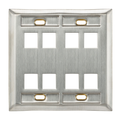 Product Image of Stainless Steel Quickport, Wallplate, Dual-Gang, 8-port, w/ ID Windows