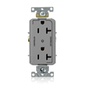 Product Image of Decora Plus Duplex Receptacle, Heavy-Duty Industrial, 20A 125V NEMA 5-20R, 2P 3W (Gray)
