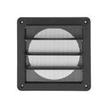 Product Image of 6" Black Plastic Louvered Wall Exhaust Vent w/ 1/8" Metal Bug Screen, Flush Mount