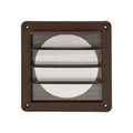 Product Image of 6" Brown Plastic Louvered Wall Exhaust Vent w/ 1/8" Metal Bug Screen, Flush Mount