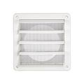 Product Image of 6" White Plastic Louvered Wall Exhaust Vent w/ 1/8" Metal Bug Screen, Flush Mount