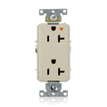 Product Image of Decora Plus Isolated Ground Duplex Receptacle Outlet,  Smooth Face, 20A, 125V Back or Side Wire, NEMA 5-20R, 2-Pole, 3-Wire, Self-Grounding (Ivory)