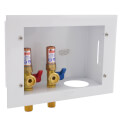 Product Image of Metal Copper Washing Machine Outlet Box w/ Water Hammer Arrestor, 1/4 Turn, 2" Rubber Tailpiece (Standard Pack)