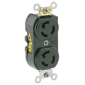 Product Image of 15A, 125V NEMA L5-15R, 2P, 3W, Duplex Locking Receptacle, Common Feed, Self-Grounding (Black)