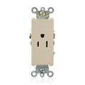 Product Image of Decora Plus Single Receptacle Outlet,  Smooth Face, 15A, 125V Side Wire, NEMA 5-15R, 2-Pole, 3-Wire, Self-Grounding (Ivory)