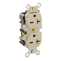 Product Image of Duplex Receptacle Outlet,  Smooth Face, 20A, 250V Back or Side Wire, NEMA 6-20R, 2-Pole, 3-Wire, Self-Grounding (Ivory)