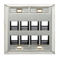 Product Image of Angled Stainless Steel Quickport, Wallplate, Dual-Gang, 8-port, w/ ID Windows