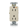 Product Image of Decora Plus Isolated Ground Duplex Receptacle Outlet,  Smooth Face, 15A, 125V Back or Side Wire, NEMA 5-15R, 2-Pole, 3-Wire, Self-Grounding (Ivory)