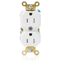 Product Image of Duplex Receptacle Outlet, Extra  Tamper-Resistant, Smooth Face, 15A, 125V Back or Side Wire, NEMA 5-15R, 2-Pole, 3-Wire, Self-Grounding (White)