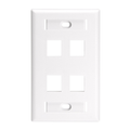 Product Image of Quickport, Wallplate For LaRGe Connectors w/ ID Windows, Single Gang, 4-port (White)