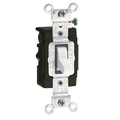 Product Image of 15A, 120V Toggle Lighted Handle, Illuminated Off 3-way AC Quiet Switch, Commercial Grade, Grounding, Side Wired, (White)