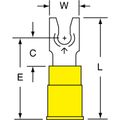 Product Image of Yellow Partially Insulated Nylon #6 Stud Crimp Locking Fork Terminal (Pack of 50), 7010291856
