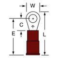 Product Image of Partially Insulated, 22 to 18 AWG, Crimp Connection Circular Ring Terminal (Pack of 100), 7010304071