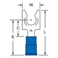 Product Image of Nylon, Partially Insulated, #1/4" Stud, Crimp Locking Fork Terminal, Blue (Pack of 100)