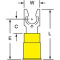 Product Image of Yellow Partially Insulated Nylon #10 Stud Crimp Standard Fork Terminal (Pack of 50), 7010349251