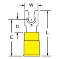 Product Image of Nylon, Partially Insulated, #6 Stud, Crimp Standard Fork Terminal, Yellow (Pack of 50)