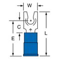 Product Image of Nylon, Partially Insulated, #8 Stud, Crimp Locking Fork Terminal, Blue (Pack of 100)
