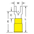 Product Image of Nylon, Partially Insulated, #8 Stud, Crimp Block Fork Terminal, Yellow (Pack of 50)