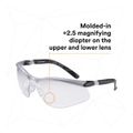 Product Image of BX Magnifier Safety Glasses, Clear Anti-Fog Lens, Silver & Black Frame, ANSI Z87.1/CSA Z94.3, 7000127663