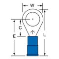 Product Image of Partially Insulated, 16 to 14 AWG, Crimp Connection Circular Ring Terminal, Blue, 7010397277