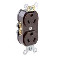 Product Image of Duplex Receptacle Outlet,  Smooth Face, 15A, 277V Back or Side Wire, NEMA 7-15R, 2-Pole, 3-Wire, Self-Grounding (Brown)